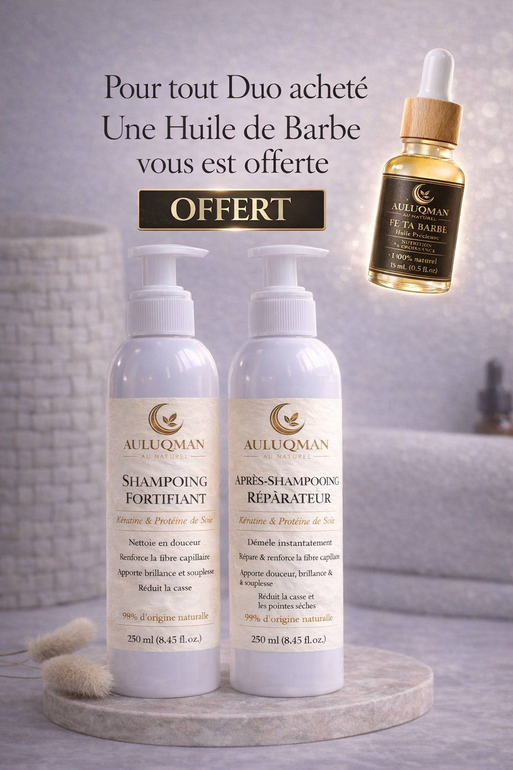 Pack Duo Capillaire Auluqman + Huile de barbe offerte